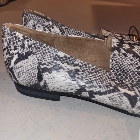 George Snake-Print Slip-On Loafers in Black and White with Gold Bit - Picture 4 of 6